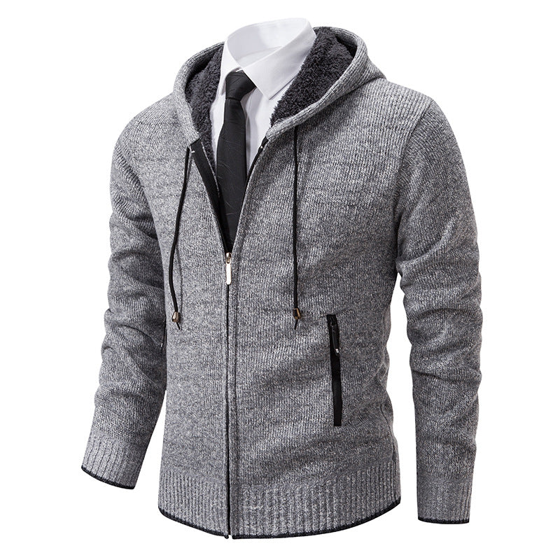 Cardigan à capuche homme doublé chaud hiver
