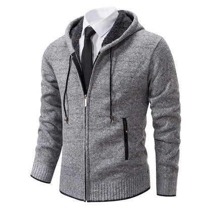 Cardigan à capuche homme doublé chaud hiver