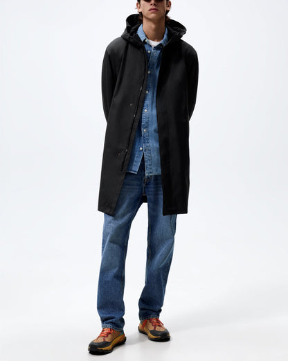 Imperméable long pour homme avec capuche, déperlant