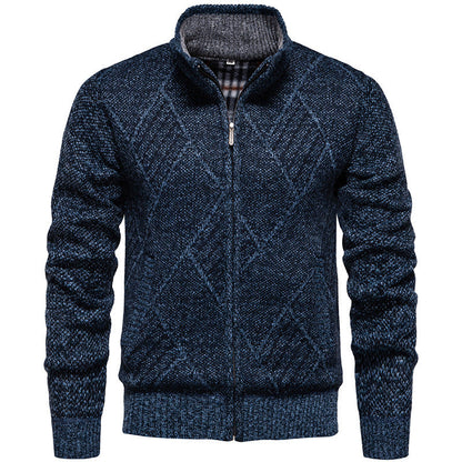 Cardigan homme moderne tricot torsadé col montant