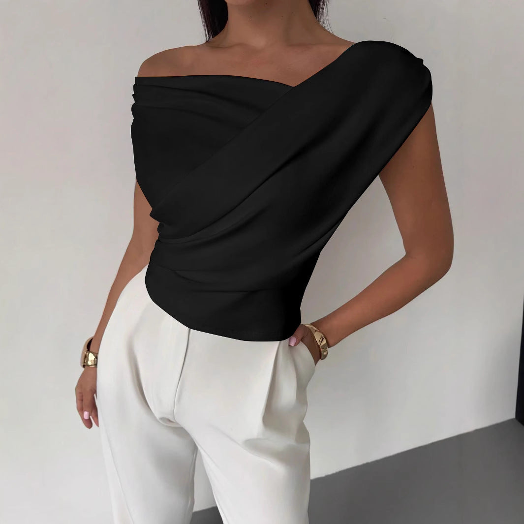 Haut féminin élégant coupe asymétrique