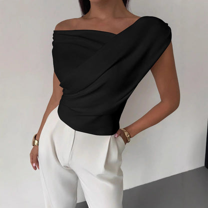 Haut féminin élégant coupe asymétrique