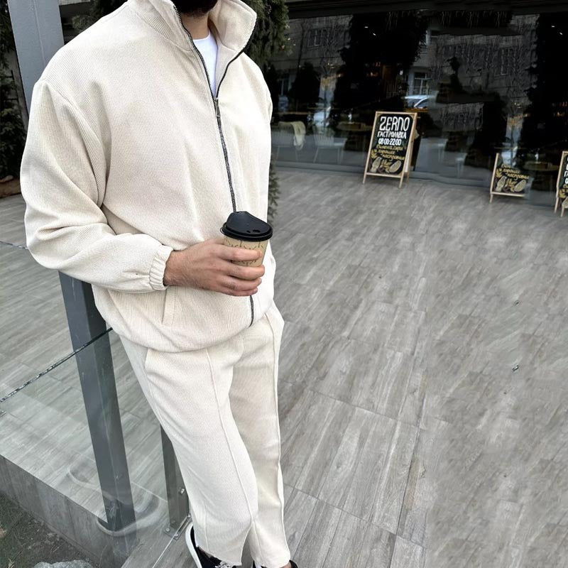 Ensemble en velours côtelé pour homme Confortable, respirant, fermeture éclair