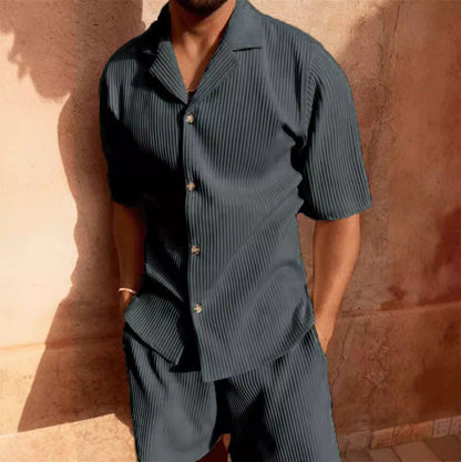 Ensemble homme manches courtes respirant moderne patte de boutonnage