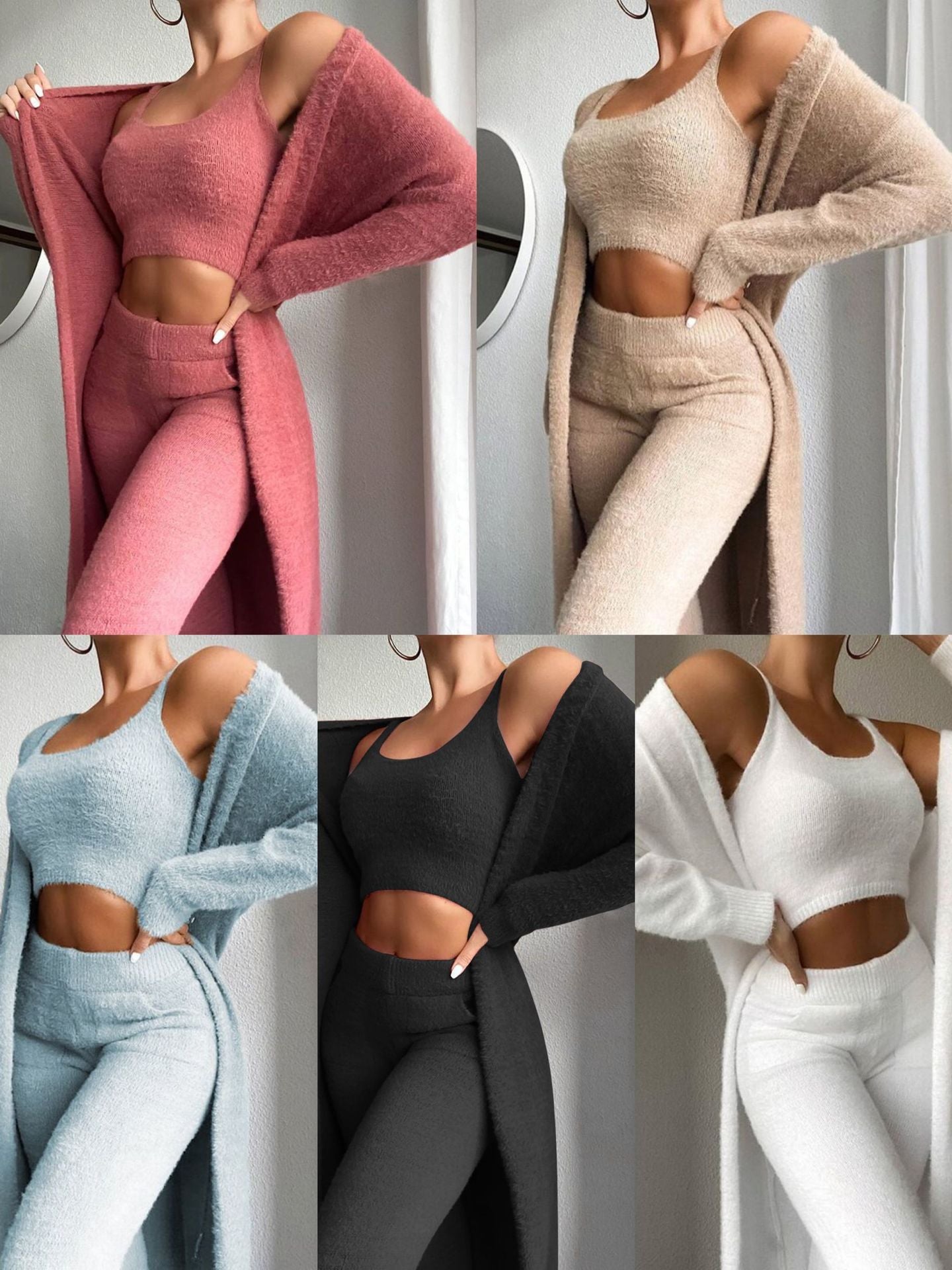 Damen Fleece Lounge Set Weich und Gemütlich - IdealeKleiden