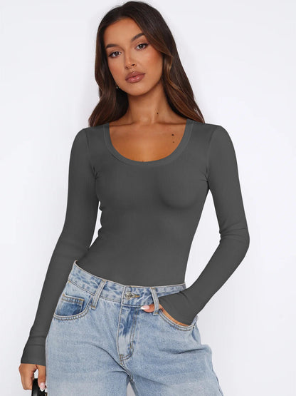 Haut à manches longues élégant pour femme, style moderne