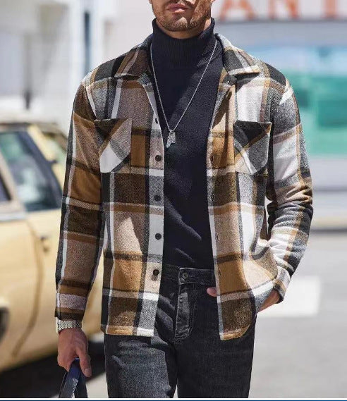 Chemise-veste à carreaux décontractée pour homme