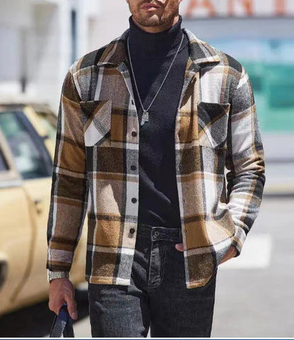 Chemise-veste à carreaux décontractée pour homme