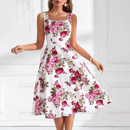 Sommerkleid Damen Blumenmuster Fließend Elegant - IdealeKleiden