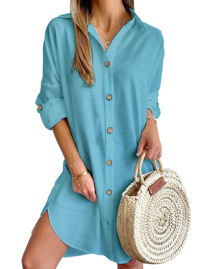 Robe chemisier élégante boutonnée pour femme