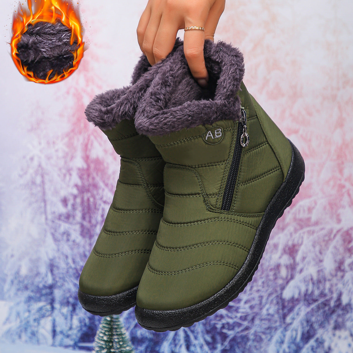 Bottes d'hiver femme Chaud Douillet Fermeture éclair