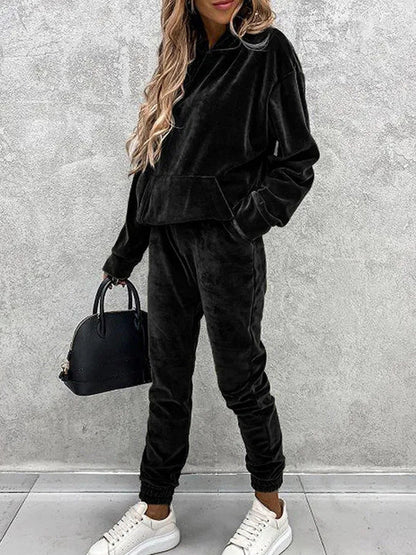 Survêtement de sport femme microfibre capuche poches tenue de sport