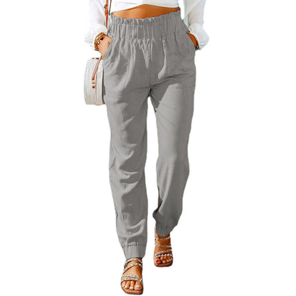 Pantalon d'été femme léger coton élastique
