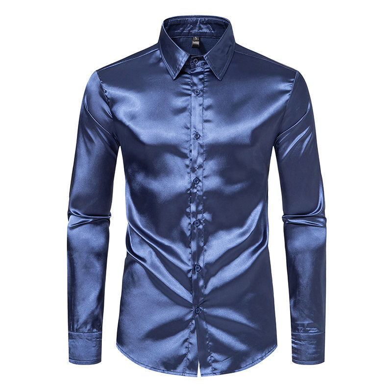 Chemise élégante en satin brillant pour homme