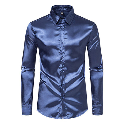 Chemise élégante en satin brillant pour homme