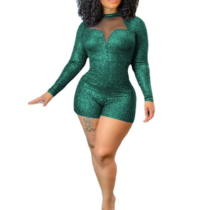 Combinaison scintillante pour femme avec découpes transparentes Robe de soirée