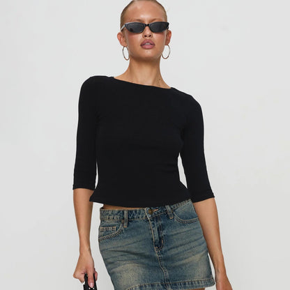 Crop top côtelé sculptant pour femme