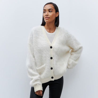 Cardigan femme doux mohair fermeture boutonnée élégant