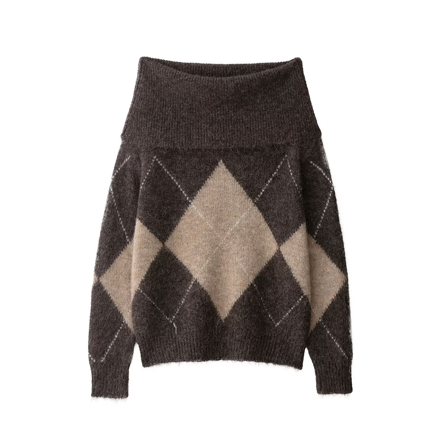 Pull femme doux motif losanges élégant
