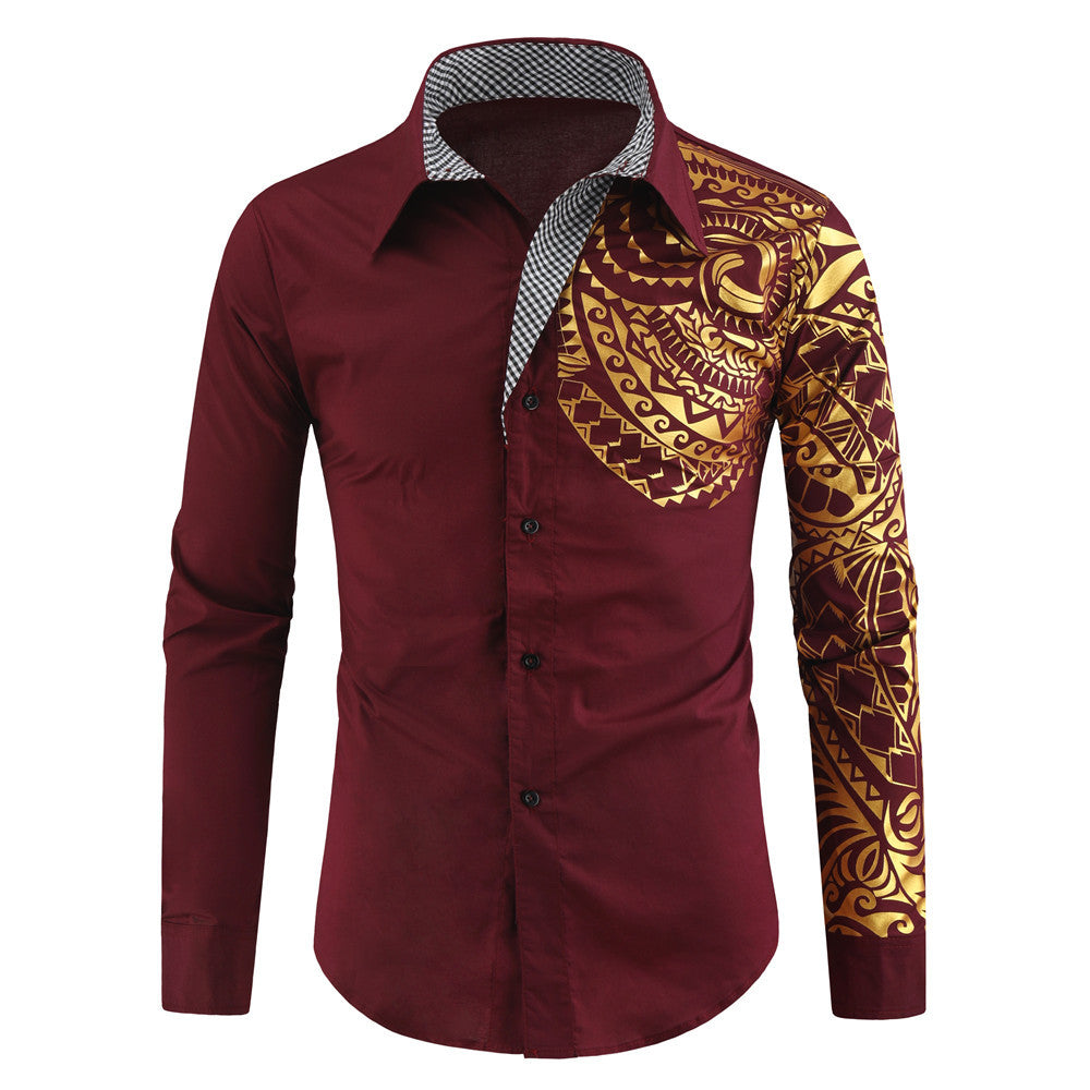 Chemise Homme Imprimé Exotique Col Contrastant