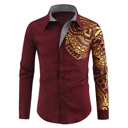 Chemise Homme Imprimé Exotique Col Contrastant