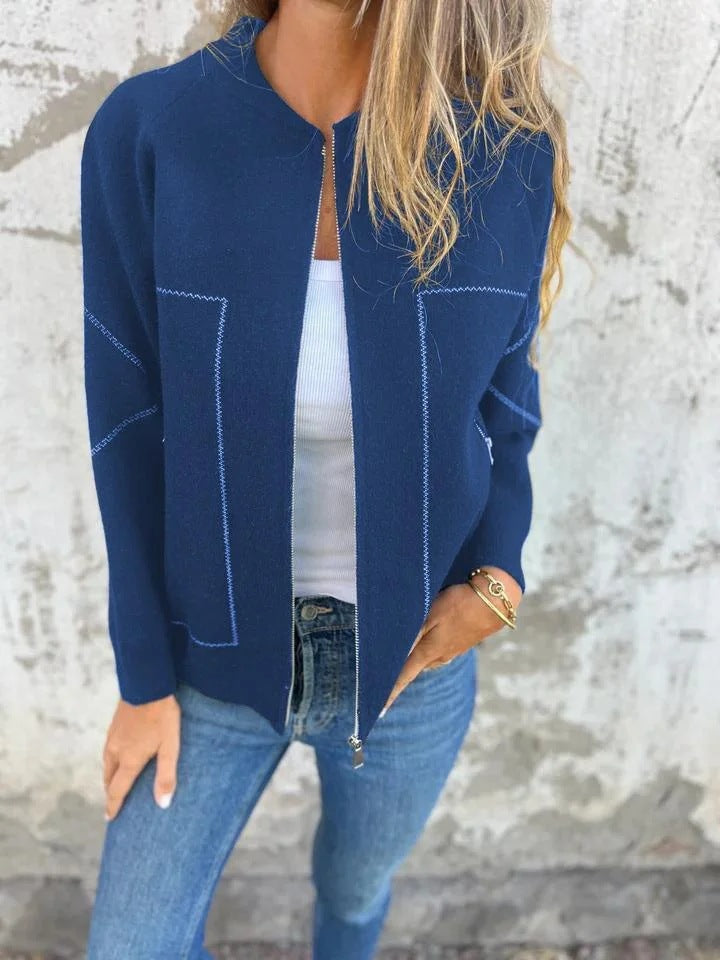 Cardigan chaud en mélange de laine avec fermeture éclair
