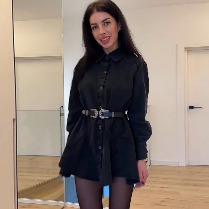 Robe en jean pour femme avec ceinture sculptante
