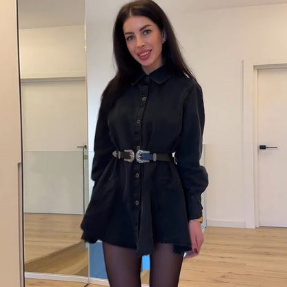 Robe en jean pour femme avec ceinture sculptante
