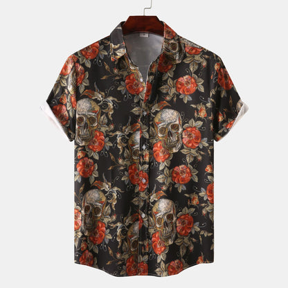 T-shirt homme crâne fleuri tendance été