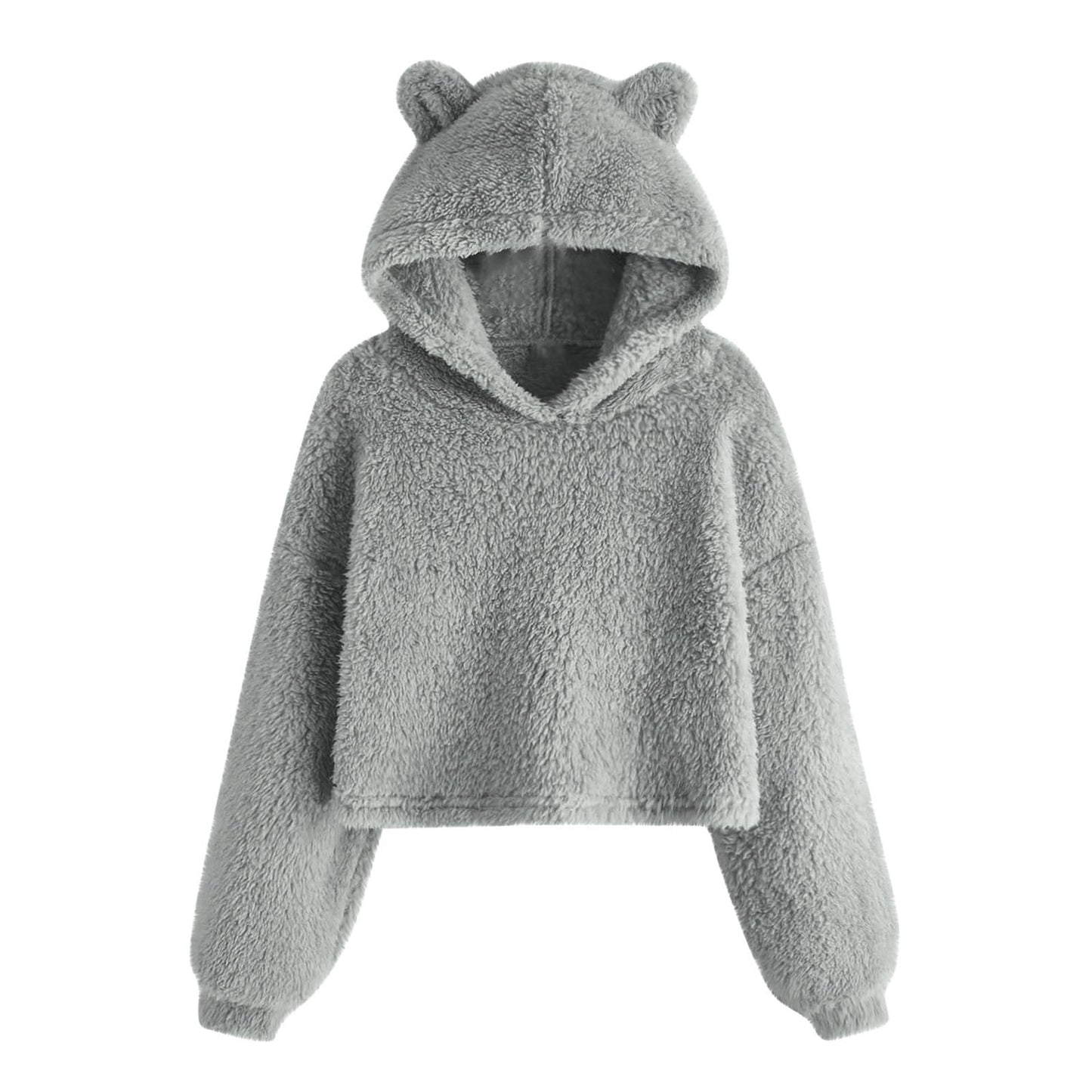 Sweat à capuche doux pour femme avec oreilles d'ours