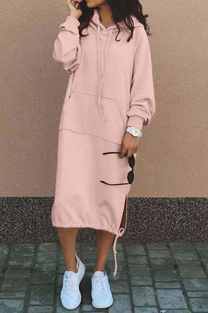 Robe-sweat à capuche femme décontractée et confortable avec poches
