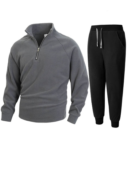 Ensemble polaire pour homme, confortable, mi-long, avec fermeture éclair
