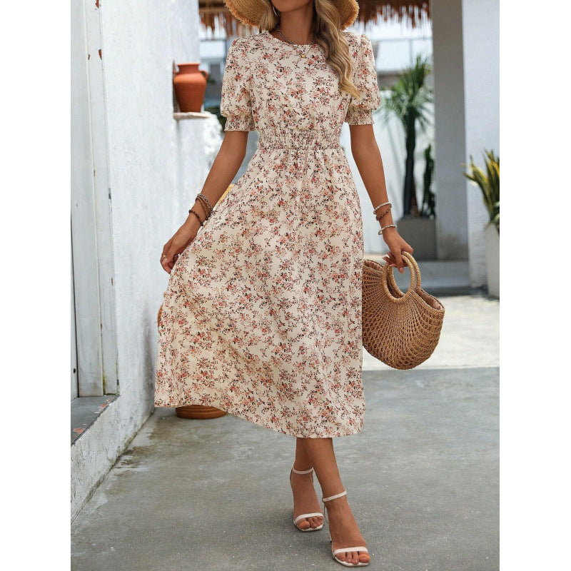 Robe d'été motif floral taille empire pour femme