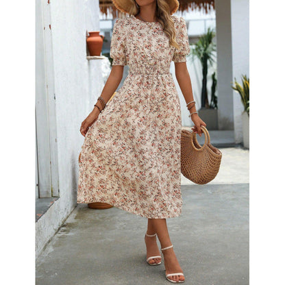 Robe d'été motif floral taille empire pour femme