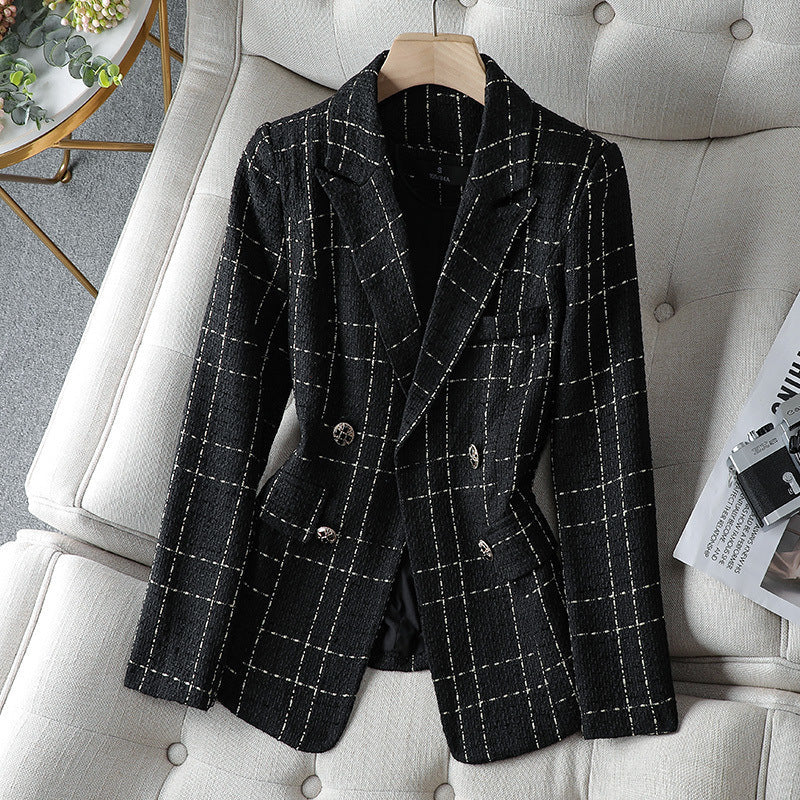 Blazer femme élégant coupe ajustée tweed