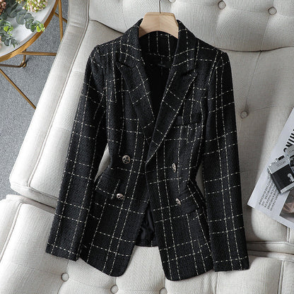 Blazer femme élégant coupe ajustée tweed