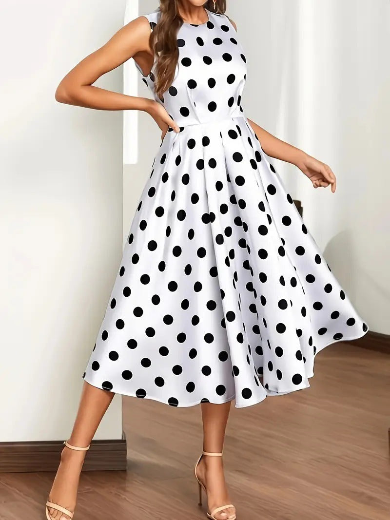 Robe trapèze à pois pour femme Mode d'été