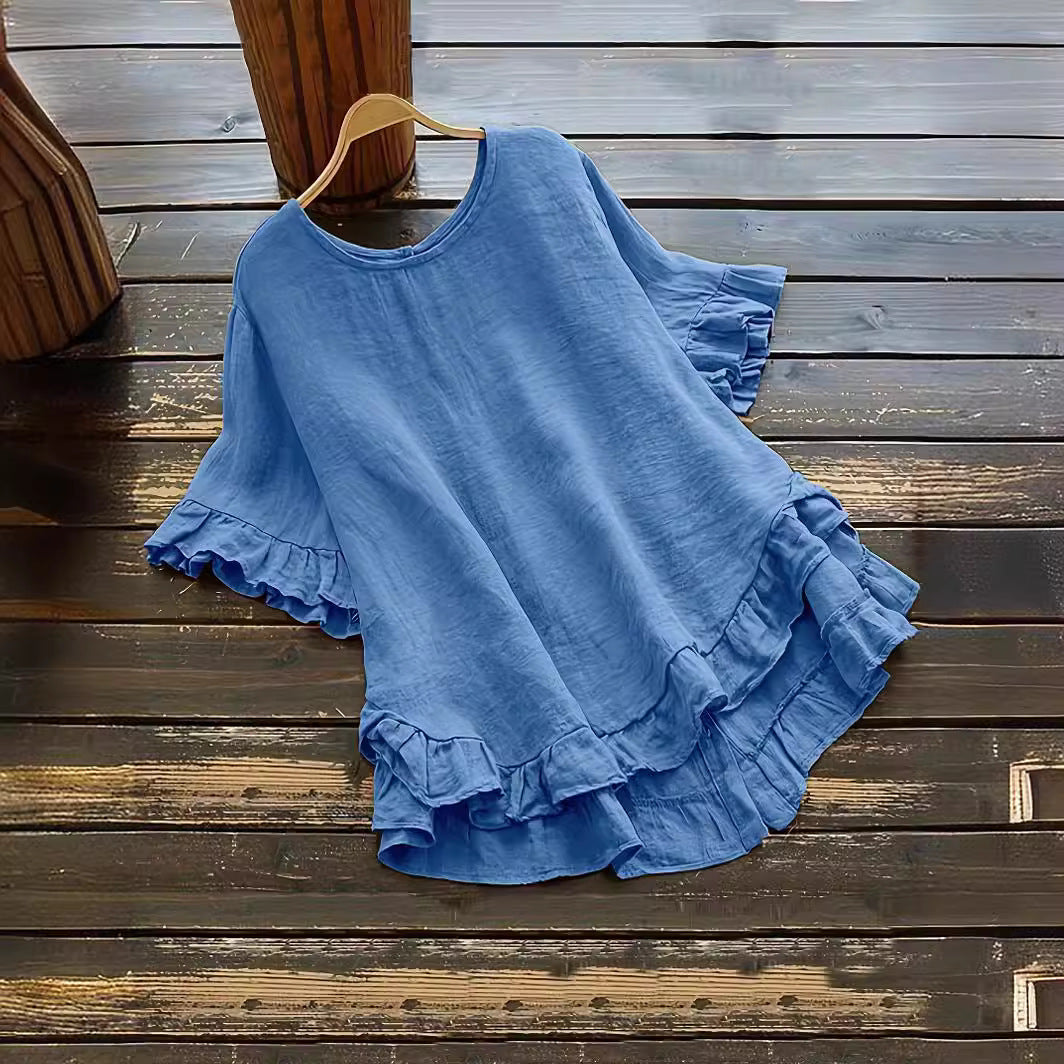 Haut Femme Décontracté Détail Volant Coupe Ample