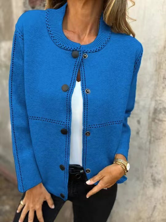 Cardigan doux Coupe décontractée Col rond