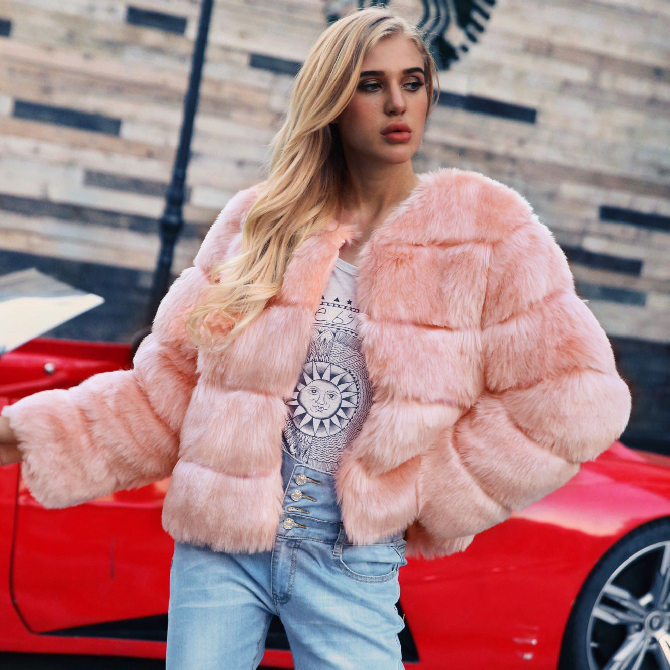 Veste femme en fausse fourrure Douce Volumineuse Design élégant
