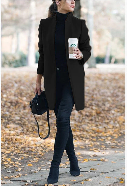 Manteau cintré pour femme, mélange de laine, longueur genoux, élégant
