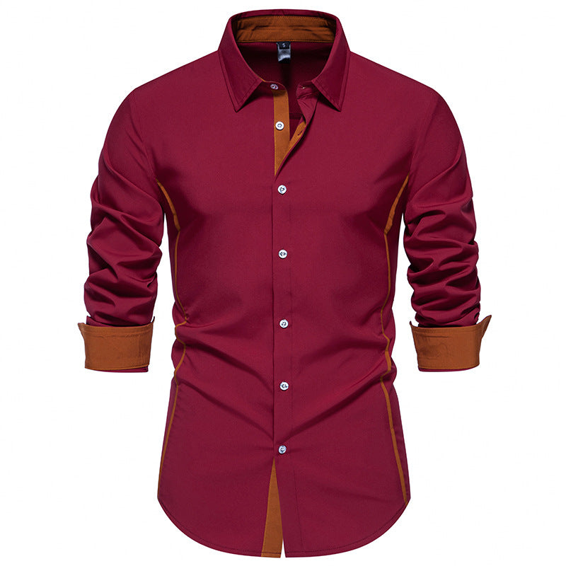 Chemise homme manches longues Coupe Moderne Coutures Contrastantes