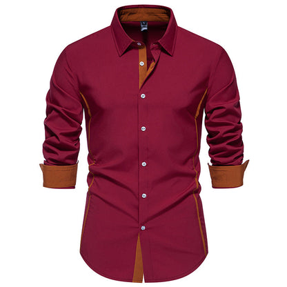 Chemise homme manches longues Coupe Moderne Coutures Contrastantes