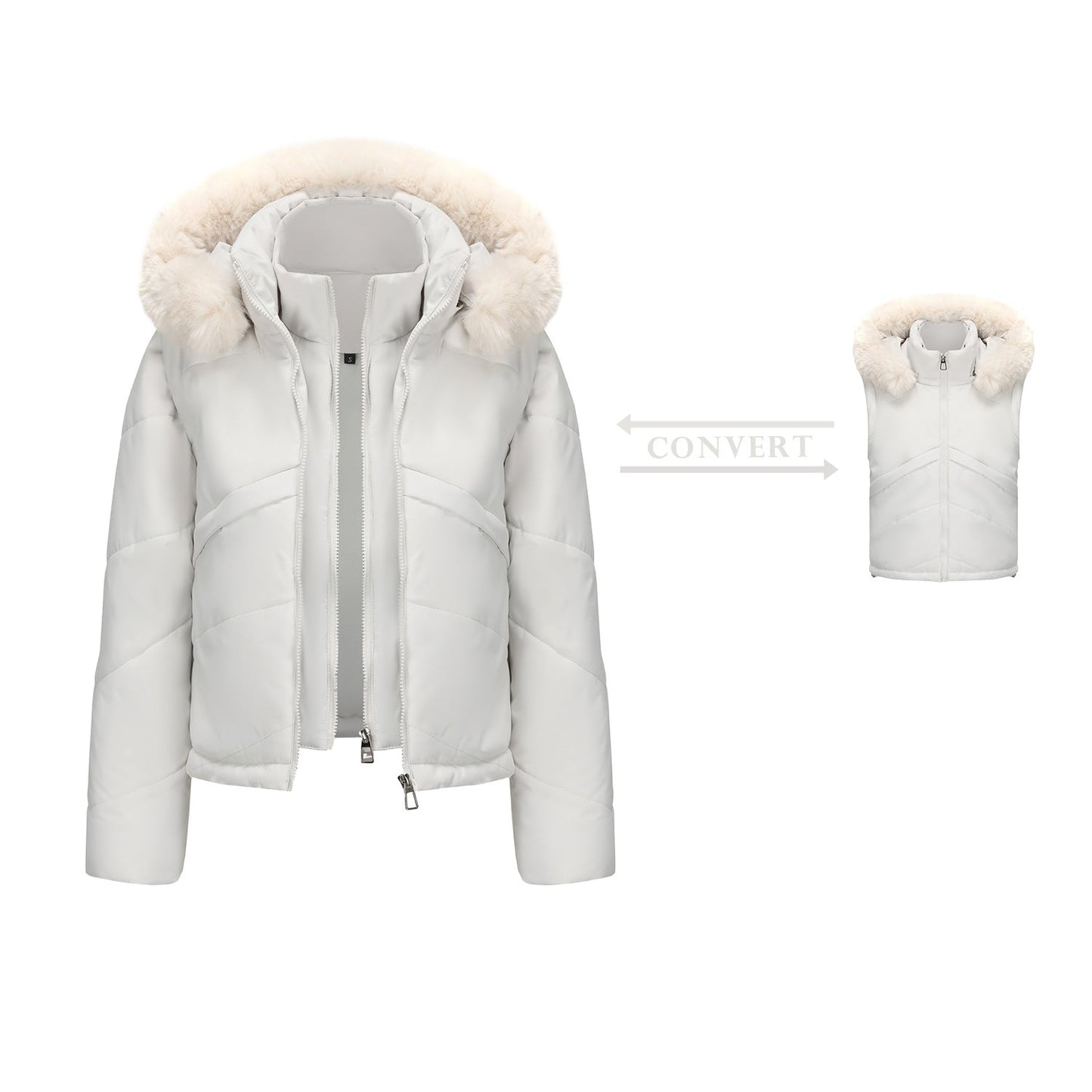 Manteau réversible femme en fausse fourrure, moderne