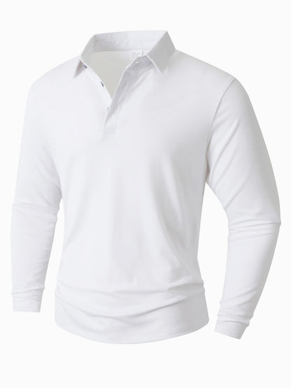 Polo à manches longues pour hommes, coupe ajustée moderne