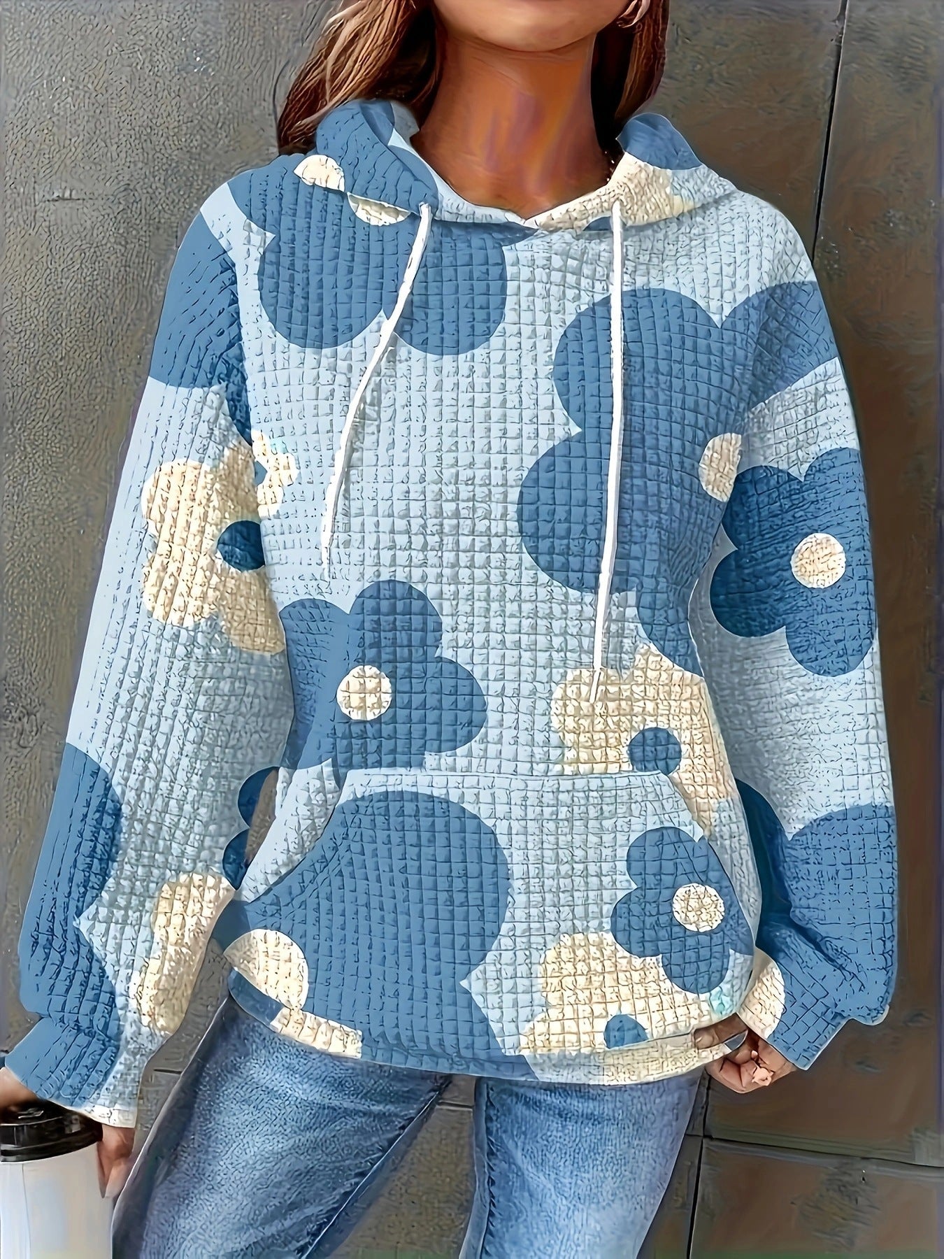 Pull pour femmes Motif floral Capuche Décontracté