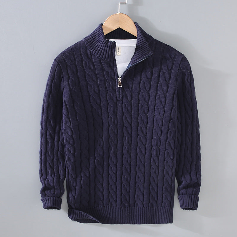 Pull homme coton demi-zip