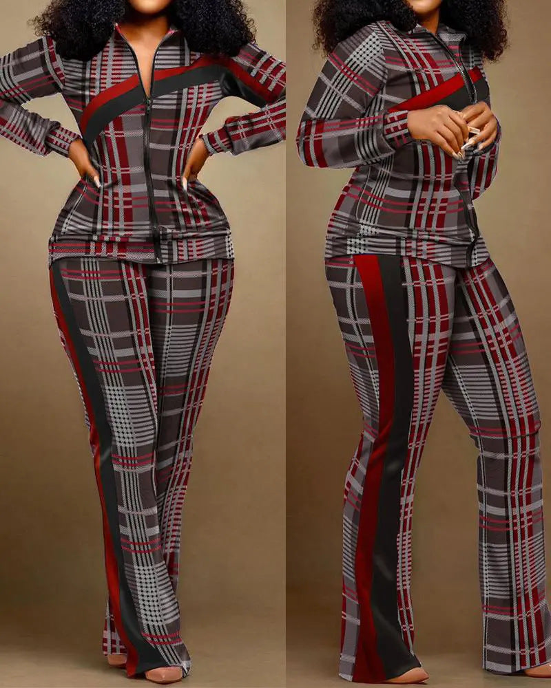 Ensemble de sport pour femme style jean avec fermeture éclair et taille haute