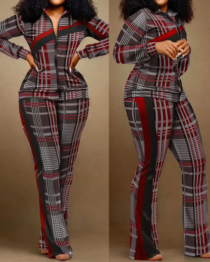 Ensemble de sport pour femme style jean avec fermeture éclair et taille haute