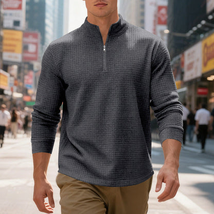 Pull sport homme structuré moderne demi-fermeture éclair